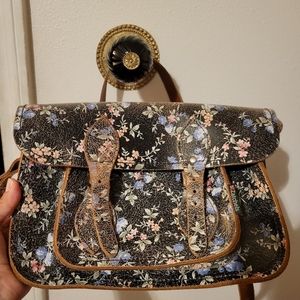 Distressed floral leather Zatchels satchel purse